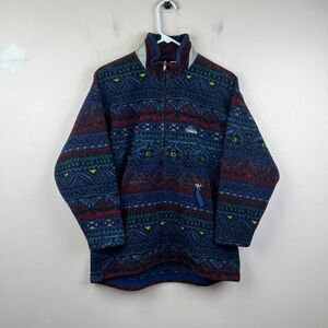 Vintage 90s Patagonia Synchilla 1/4 Zip Tradewinds Aztec Fleece Kids Size 14